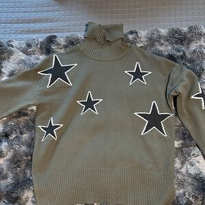 Sweet Romeo Olive Star Turtleneck Sweater